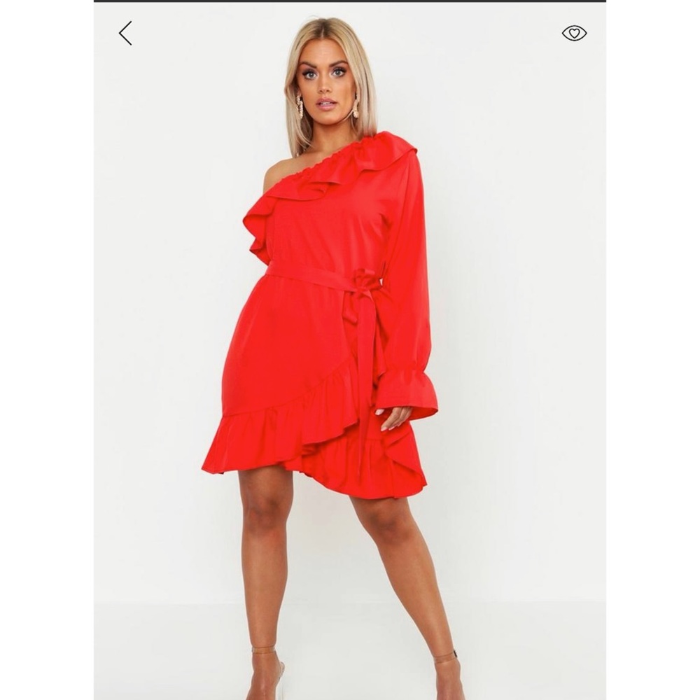 Boohoo Plus One Shoulder Dress